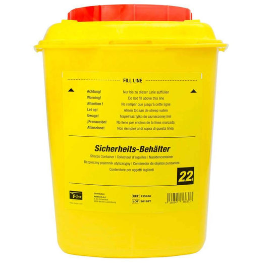 Cestino per oggetti taglienti Teqler giallo da 22 litri
