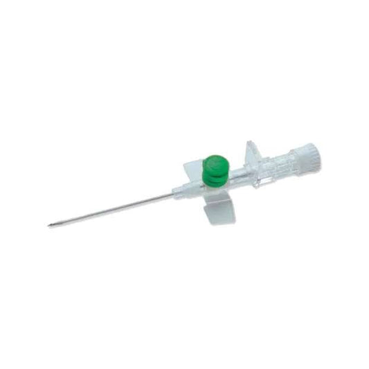 Cannula IV Terumo Versatus alata e con porte da 18 g verde da 0,75 pollici