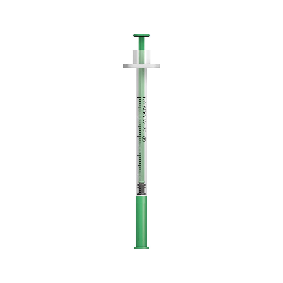 Siringa e ago Unisharp verde da 0,5 ml 0,5 pollici 30 g u100